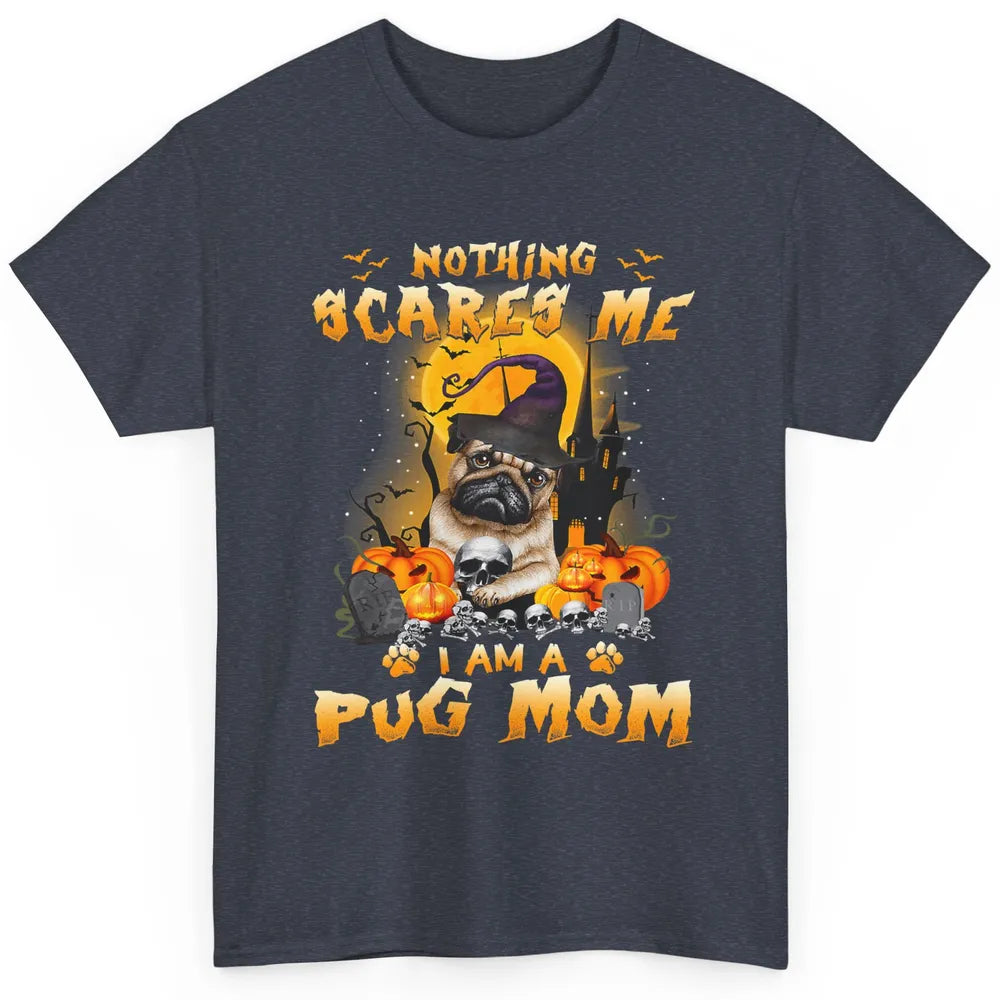 Cute Pumpkin Pug Dog Mom Witch Skull Halloween Spooky Season Classic Unisex T-Shirt