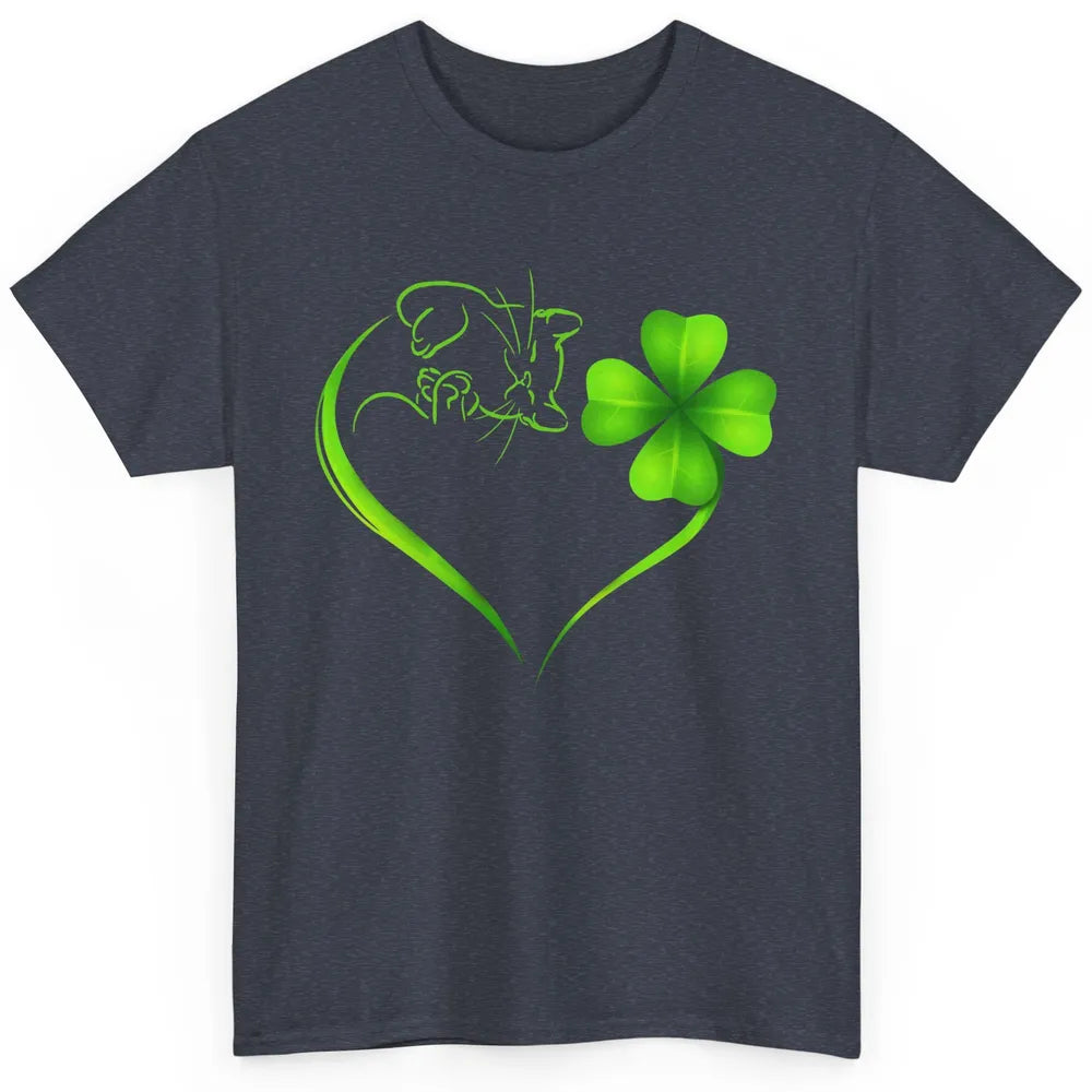 St Patricks Day Cat Shamrock Heart Go Lucky St Paddy Day Classic Unisex T-Shirt