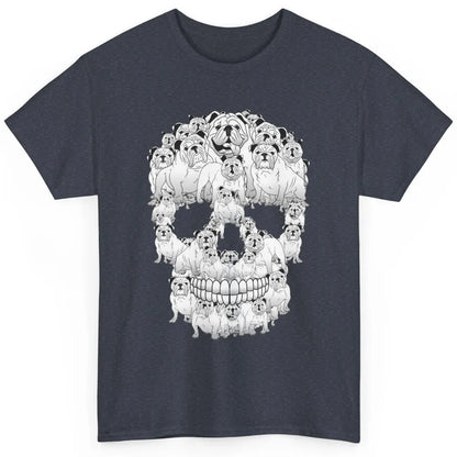 English Bulldog Skull Skeleton Retro Halloween Spooky Season Classic Unisex T-Shirt