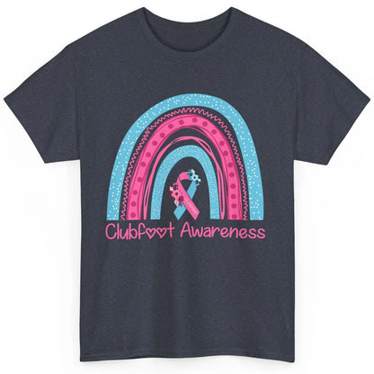 Clubfoot Awareness Support Pink Blue Ribbon Rainbow Clubfoot Classic Unisex T-Shirt