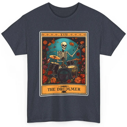 Retro Skeleton The Drummer Tarot Card Halloween Drumming Classic Unisex T-Shirt