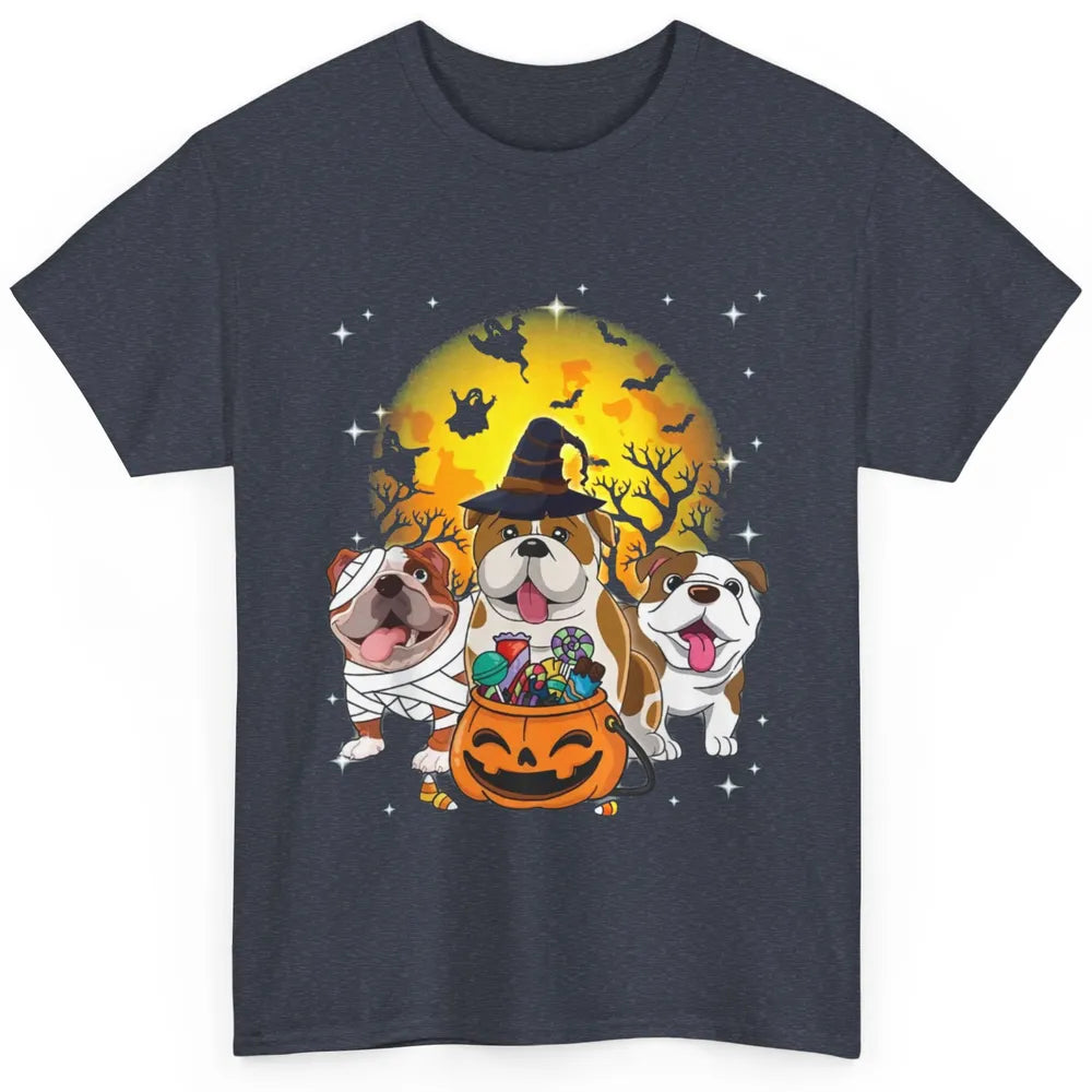 English Bulldog Witch Dog Ghosts Halloween Trick or Treat Classic Unisex T-Shirt