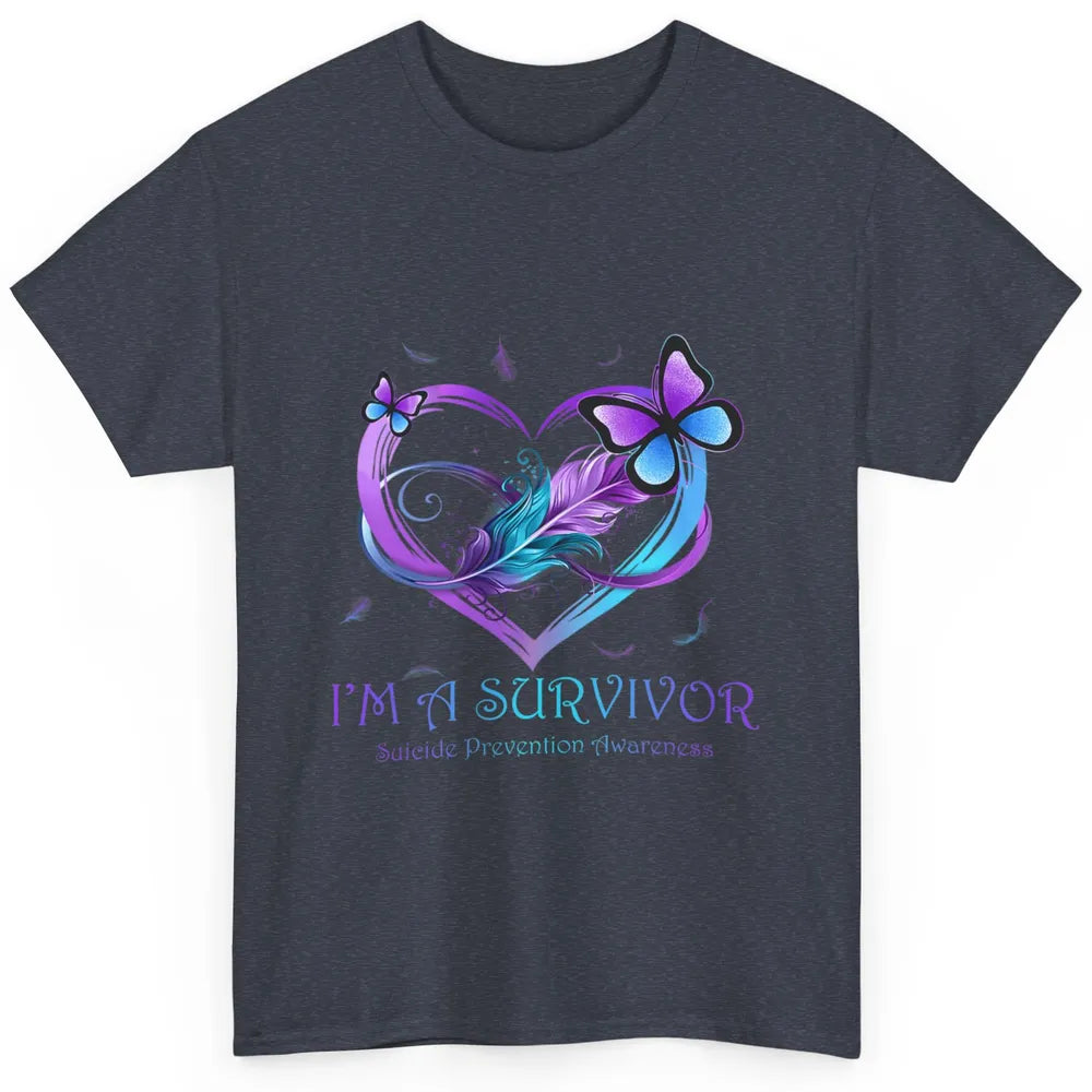 Survivor Purple Teal Heart Love Suicide Prevention Awareness Classic Unisex T-Shirt