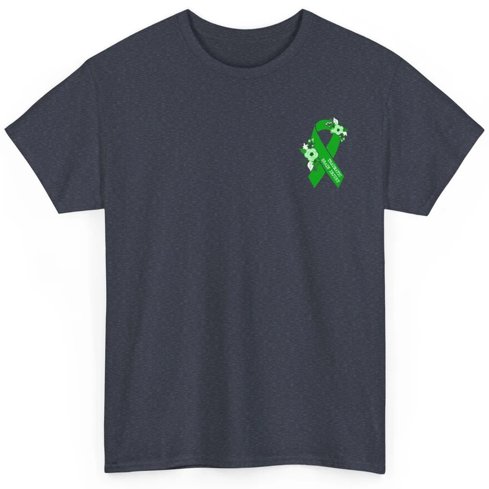 Traumatic Brain Injury Awareness Floral Green Ribbon TBI Classic Unisex T-Shirt