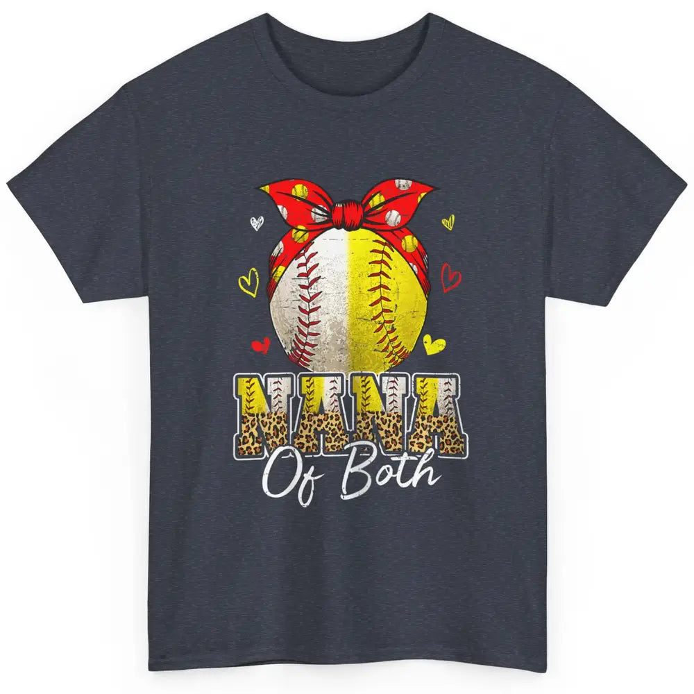 Women Baseball Softball Nana Of Both Mothers Day Sports Game Classic Unisex T-Shirt