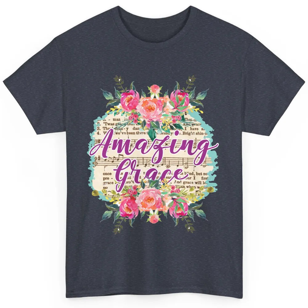 Floral Amazing Grace Jesus Lovers Christian Religious Gift Classic Unisex T-Shirt