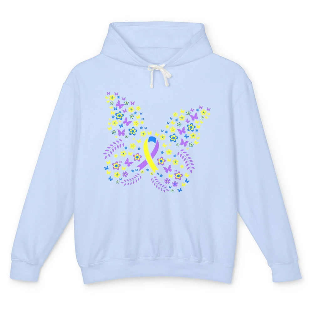 Cute Butterfly Bladder Cancer Awareness Warrior Ribbon Fight Unisex Lightweight Hoodie