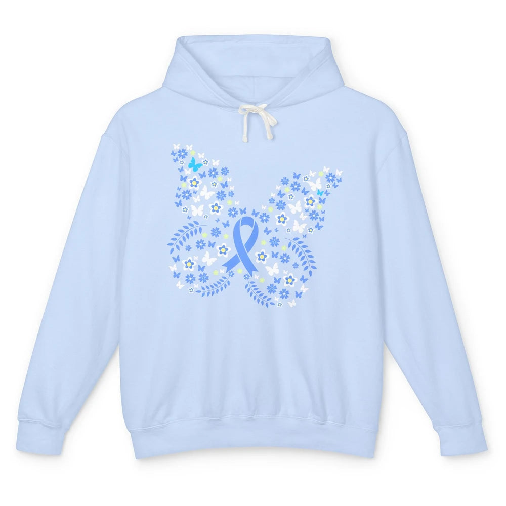 Butterfly Colon Warrior Colorectal Cancer Dark Blue Ribbon Unisex Lightweight Hoodie