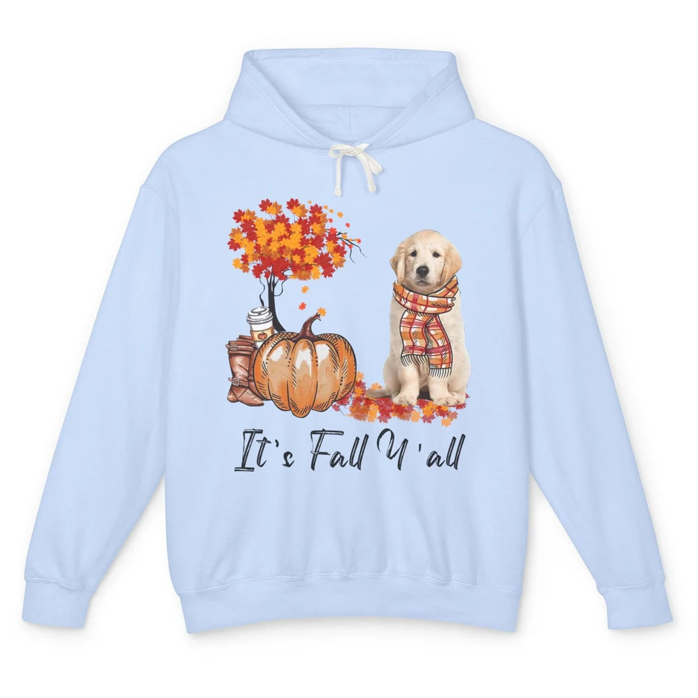 Golden Retriever Pumpkin Happy Fall Yall Autumn Thanksgiving Unisex Lightweight Hoodie