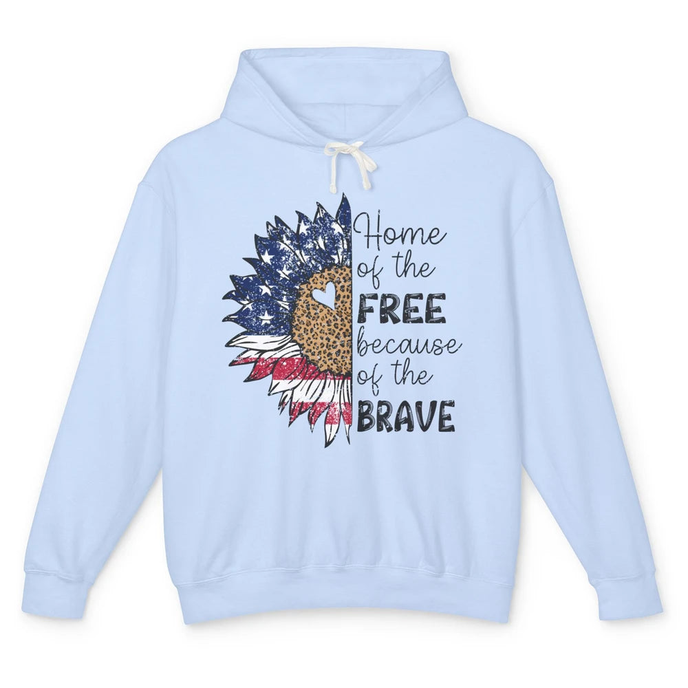 Sunflower 4th Of July Home Of The Free Because Of The Brave Unisex Lightweight Hoodie