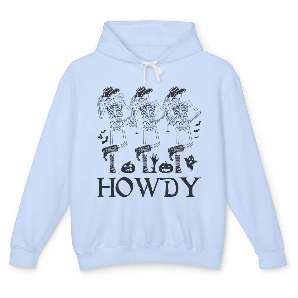 Halloween Skeleton Cowboy Howdy Pumpkin Western Cowgirl Gift Unisex Lightweight Hoodie