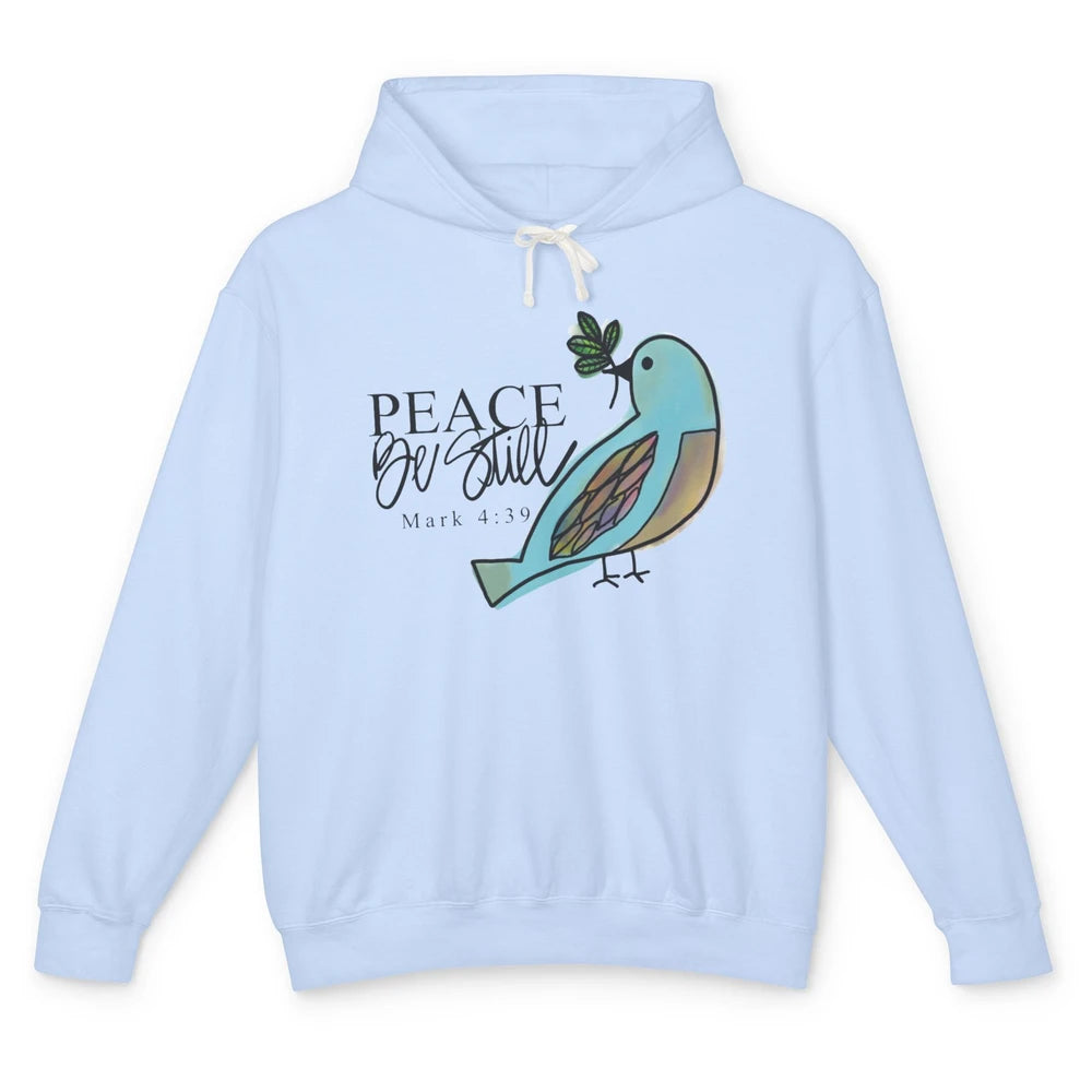 Bird Peace Be Still And Know Bible Verse Christian Religious Unisex Lightweight Hoodie