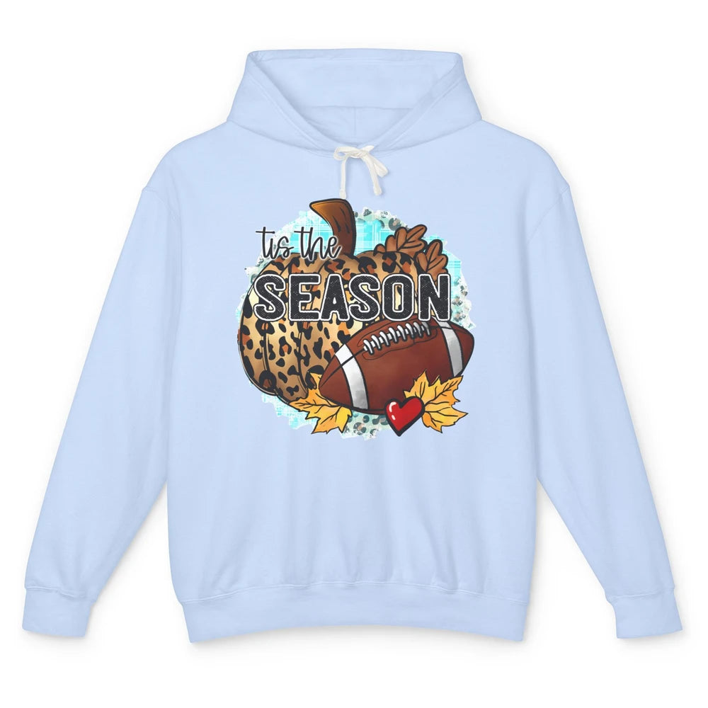 Leopard Football Pumpkin Tis The Season Fall Leaves Autumn Unisex Lightweight Hoodie