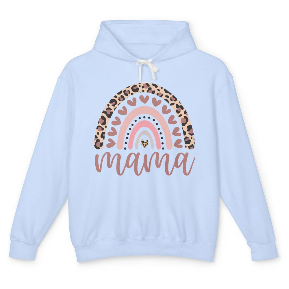 Mama Leopard Rainbow Cheetah Love Mini Mothers Valentine Day Unisex Lightweight Hoodie