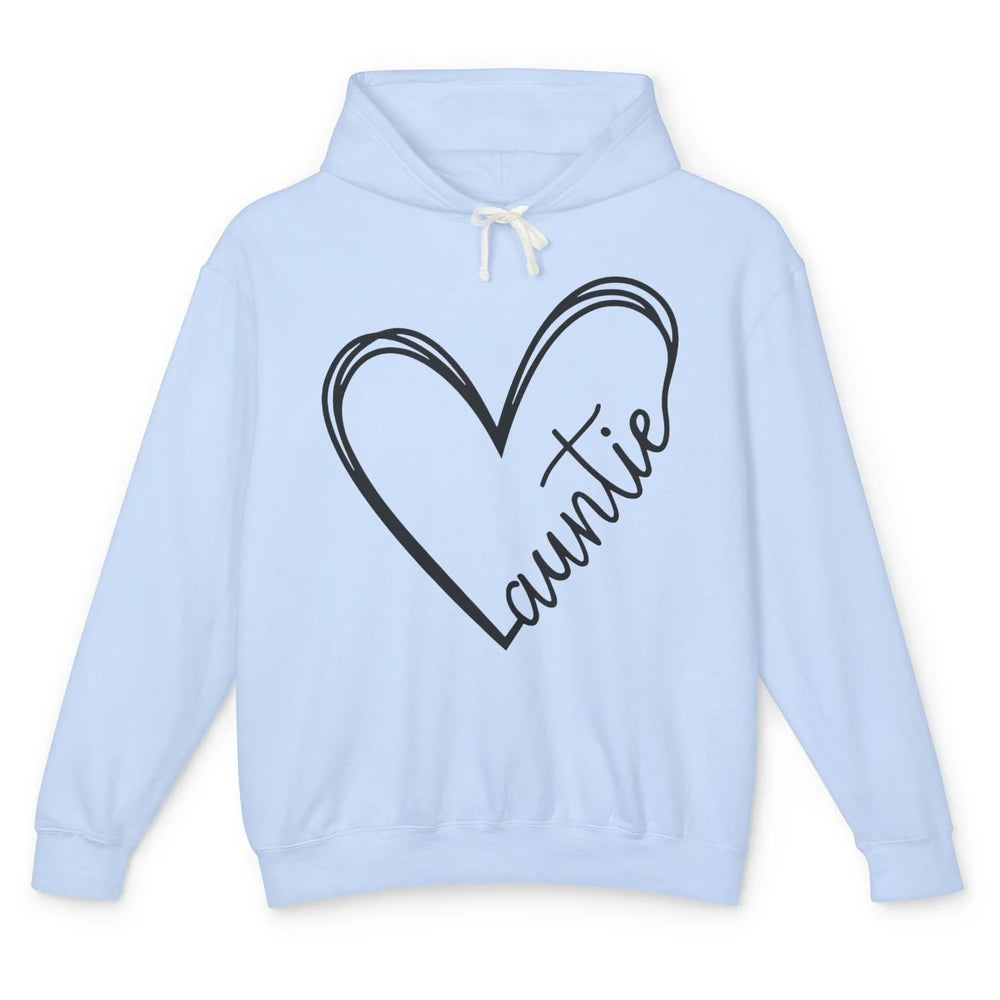 Cute Love Auntie Heart Typography Aunt Life Minimal Half Mom Unisex Lightweight Hoodie