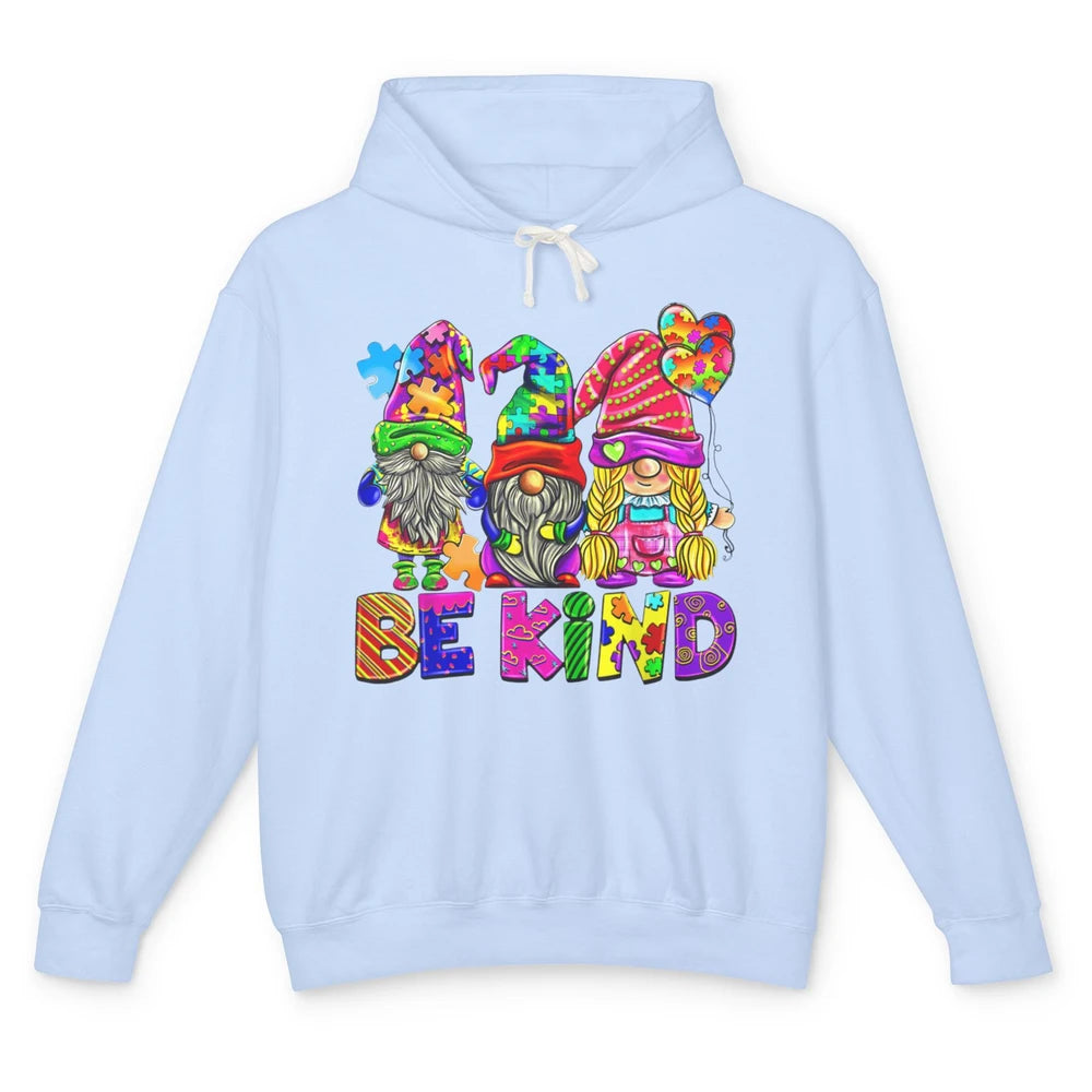 Be Kind Gnome Autism Awareness Month Autistic Jigsaw Puzzle Unisex Lightweight Hoodie