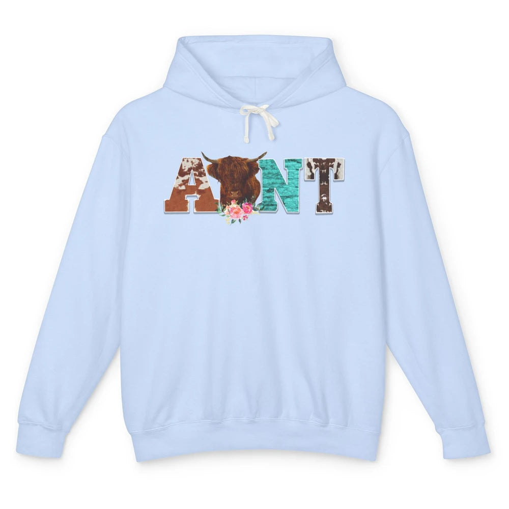 Cowhide Highland Cow Aunt Cow Western Country Heifer Auntie Unisex Lightweight Hoodie