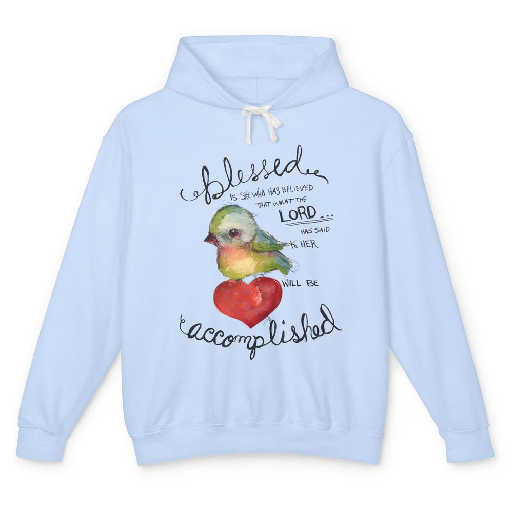 Christian Blessed Is She Who Believed Bible Verse Religious Unisex Lightweight Hoodie