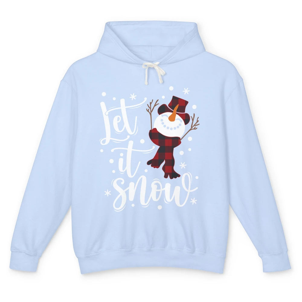 Funny Snowman Let It Snow Snowflakes Merry Christmas Unisex Lightweight Hoodie