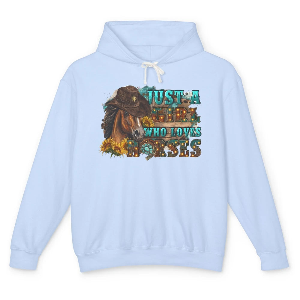 Floral Horse Mom Just A Girl Who Loves Horses Western Cowboy Unisex Lightweight Hoodie