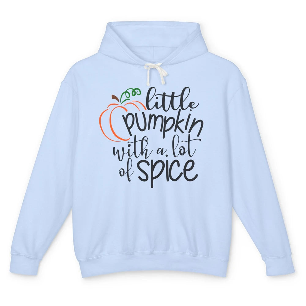 Little Pumpkin With Lots Of Spice Kids Thanksgiving Autumn Unisex Lightweight Hoodie