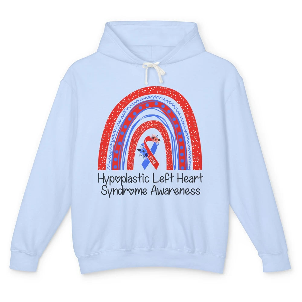 Hypoplastic Left Heart Syndrome Awareness Red Blue Rainbow Unisex Lightweight Hoodie