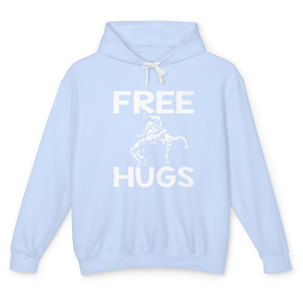 Vintage Wrestling Free Hugs Sports Martial Art Retro Wrestle Unisex Lightweight Hoodie