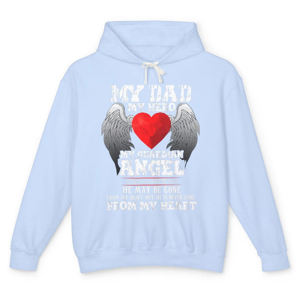 Heaven Beautiful Dad In Heaven Angel Wings Father Guardian Unisex Lightweight Hoodie