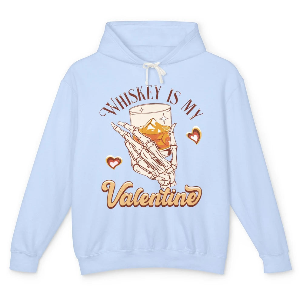 Whiskey is My Valentine Western Drinking Skeleton Valentine Unisex Lightweight Hoodie