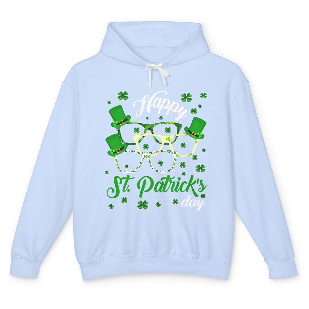 St Patrick’s Day Optometrist Glasses Shamrock Irish Lucky Unisex Lightweight Hoodie