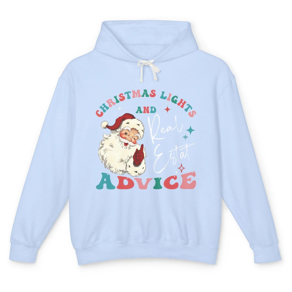 Merry Christmas Xmas Lights Santa Realtor Real Estate Advice Unisex Lightweight Hoodie