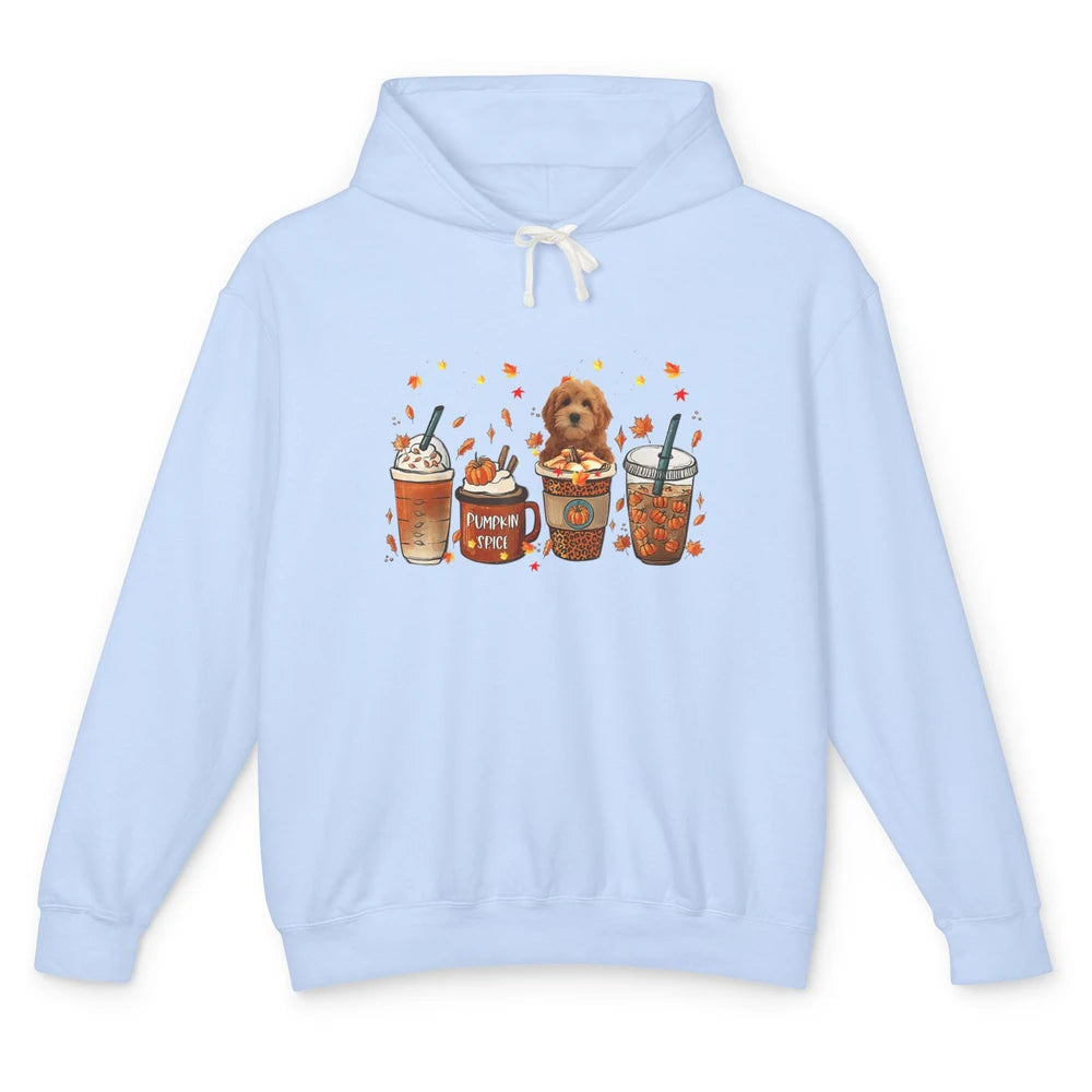 Golden Doodle Dog Fall Coffee Pumpkin Spice Dog Thanksgiving Unisex Lightweight Hoodie