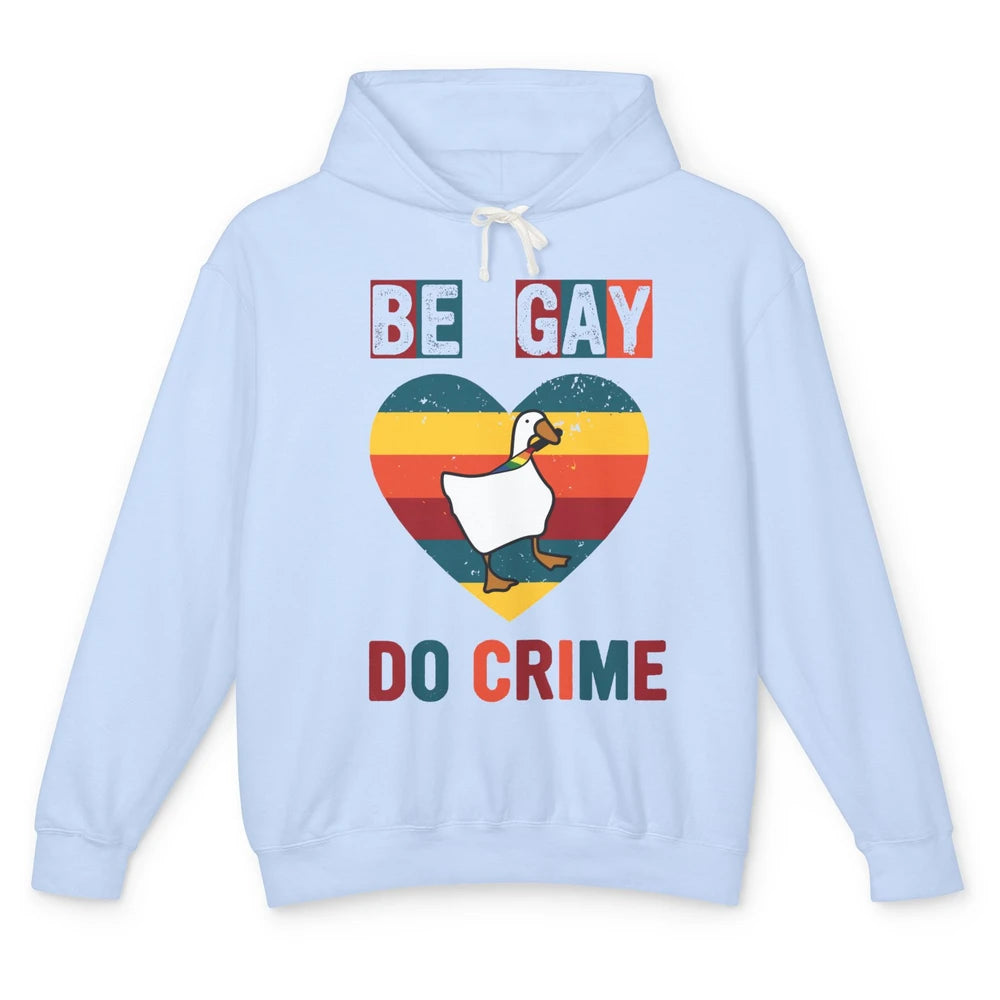 Vintage Duck Rainbow Be Gay Do Crime LGBTQ Community Rights Unisex Lightweight Hoodie