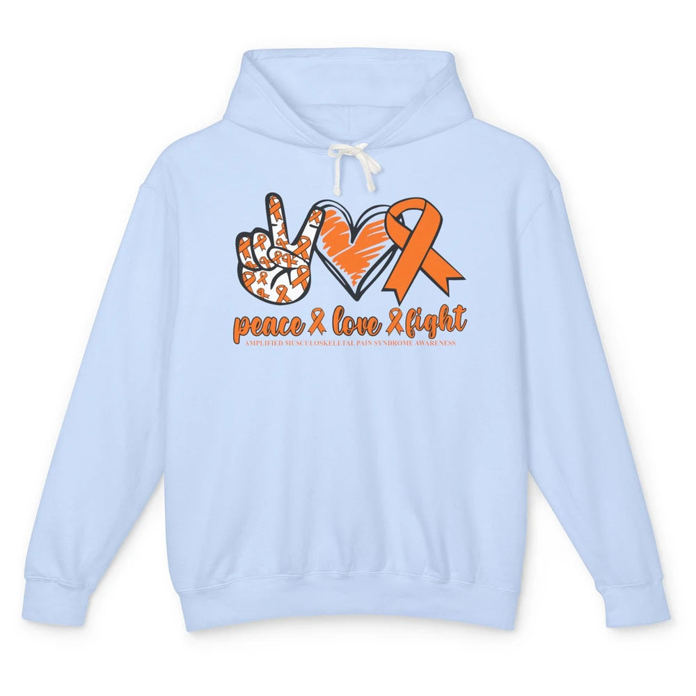 Amplified Musculoskeletal Pain Syndrome Peace Love Fight Unisex Lightweight Hoodie