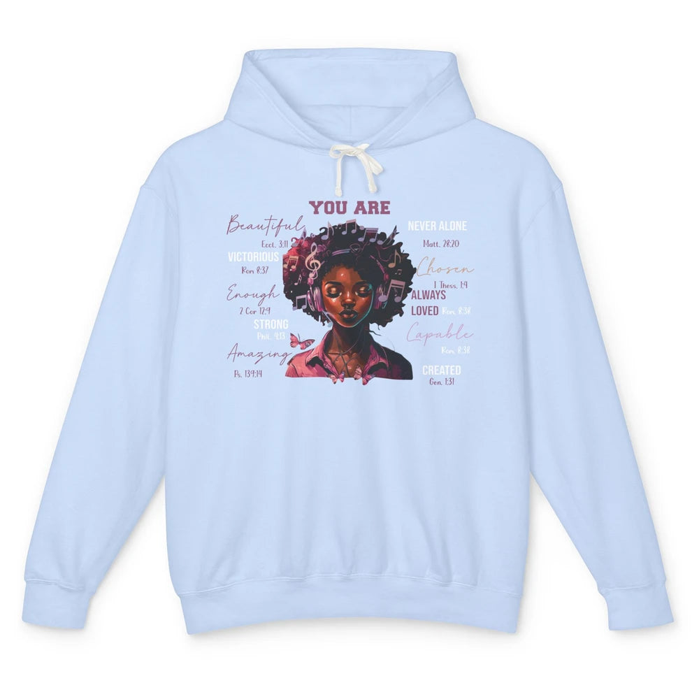 Black Girl Christian God Says I Am Bible Verse Religious Unisex Lightweight Hoodie