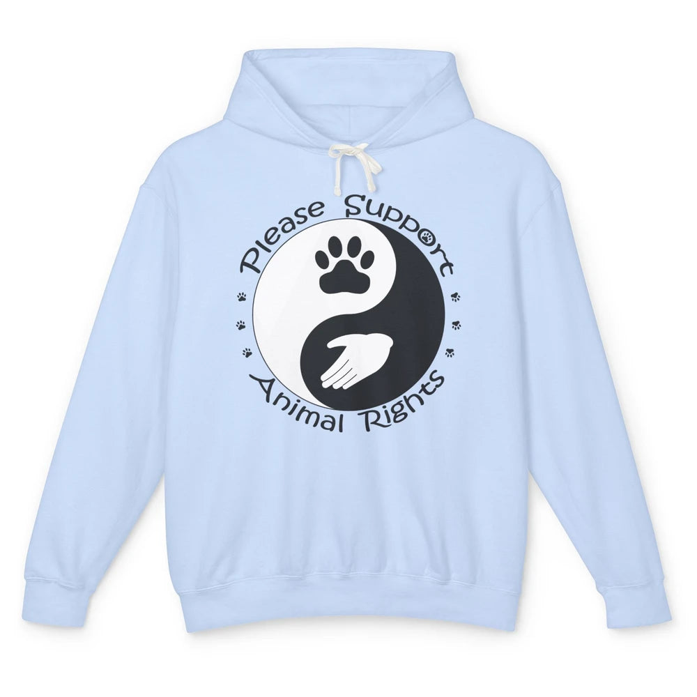 Please Support Animal Rights Pet Rescuer Paw Yin Yang Adopt Unisex Lightweight Hoodie