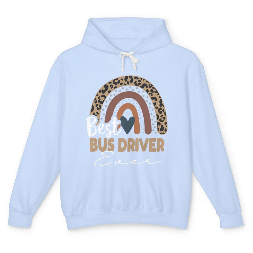 Funny Best School Bus Driver Ever Life Leopard Rainbow Boho Unisex Lightweight Hoodie