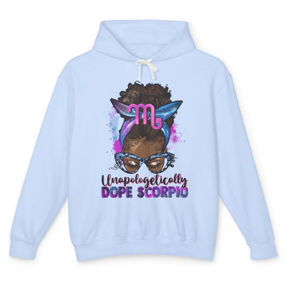 Afro Scorpio Queen Galaxy Horoscope Messy Hair Black Woman Unisex Lightweight Hoodie