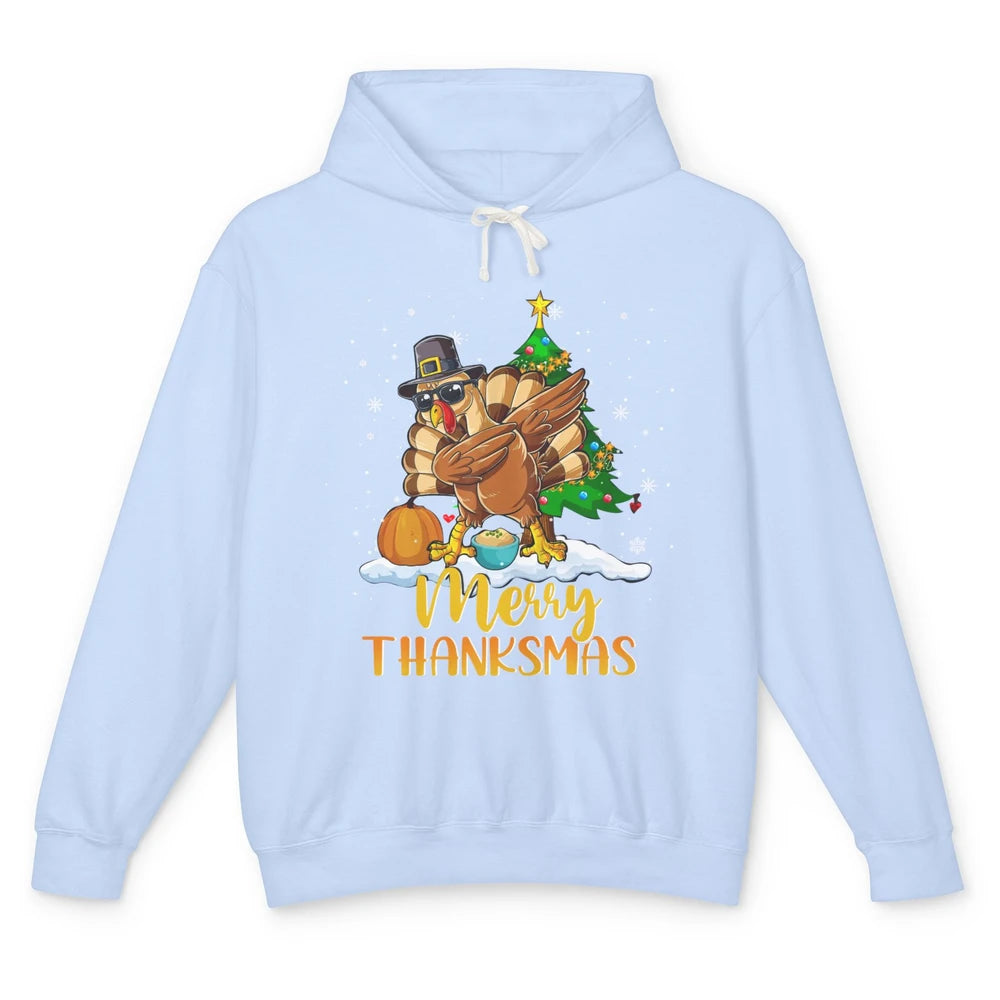 Funny Turkey Merry Thanksmas Christmas Thanksgiving Gift Unisex Lightweight Hoodie