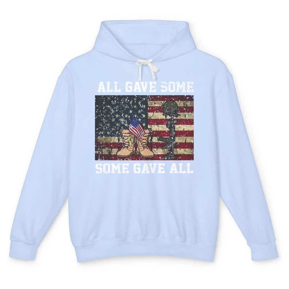 Retro US Veteran All Gave Some Some Gave All Memorial Day Unisex Lightweight Hoodie