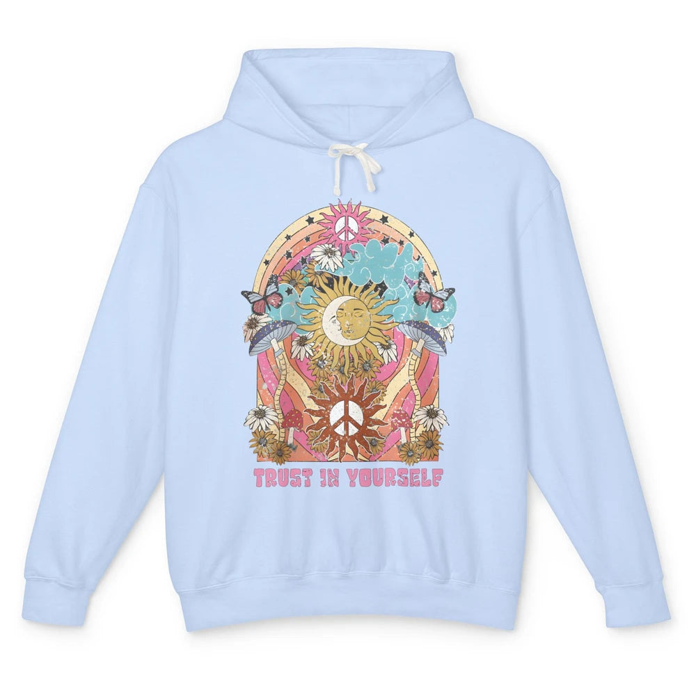 Hippie Trust Yourself Mystic Moon Sun Boho Positive Mushroom Unisex Lightweight Hoodie