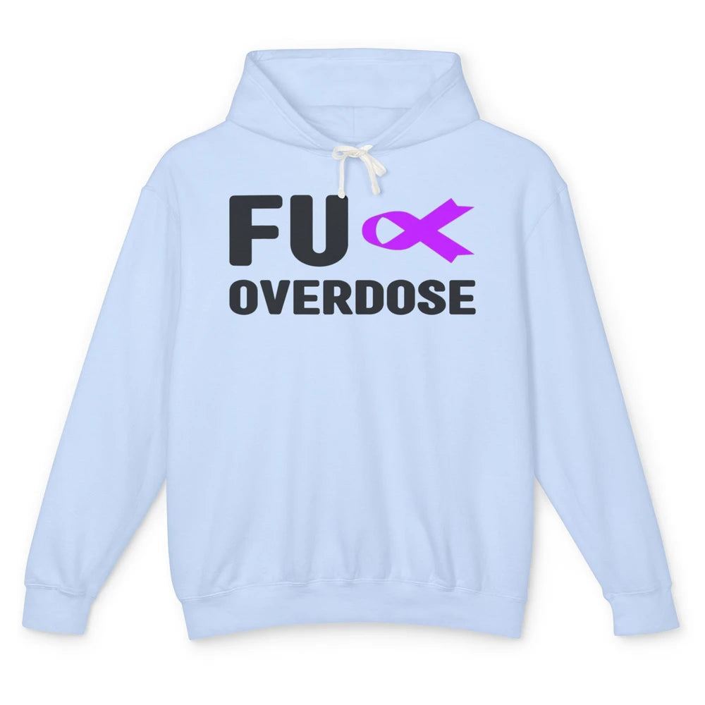 FU Purple Ribbon Overdose Awareness Warrior Strong Survivor Unisex Lightweight Hoodie