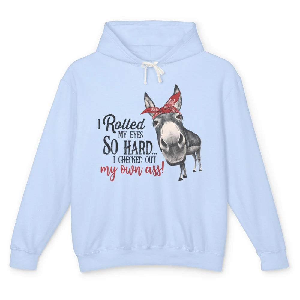 Funny Donkey Mom I Rolled My Eyes Farming Life Farm Animal Unisex Lightweight Hoodie