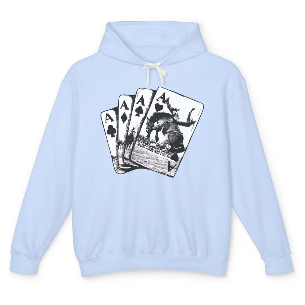 Punchy Cowboy Horsing Playing Cards Western Cowboy Rodeo Unisex Lightweight Hoodie