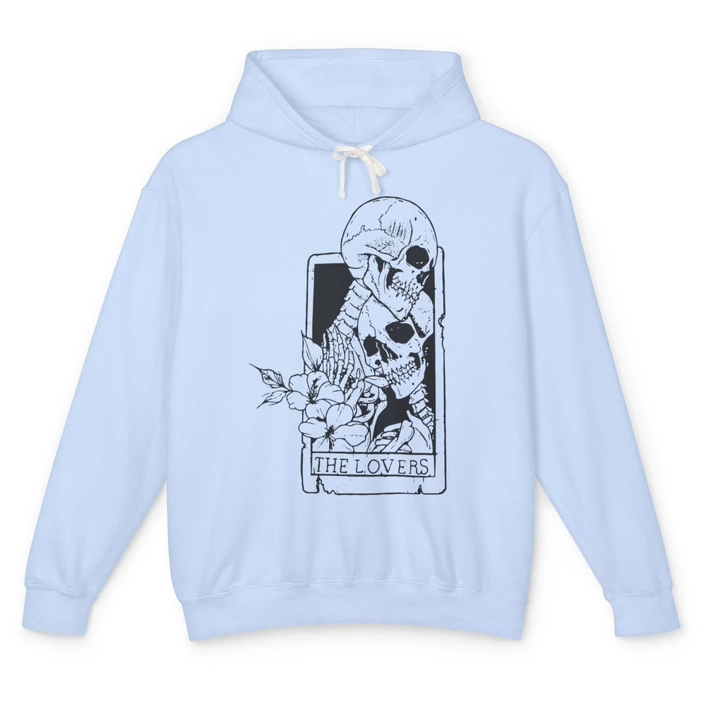 Funny Skeleton Couple The Lovers Tarot Card Valentines Day Unisex Lightweight Hoodie