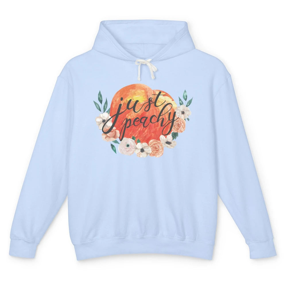 Just Peachy Retro 70s Georgia Peaches Summer Fruit Unisex Lightweight Hoodie