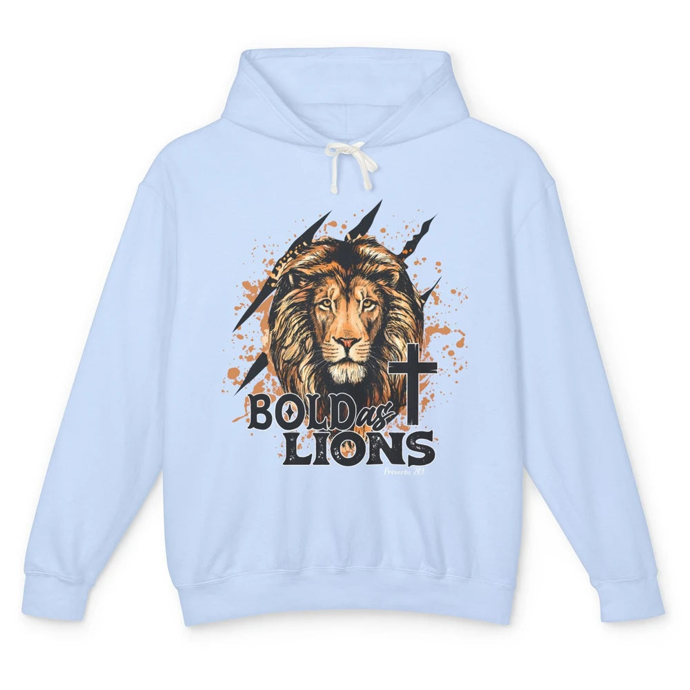 Bold As Lion Of Judah Bible Verse Christian Faith Religious Unisex Lightweight Hoodie