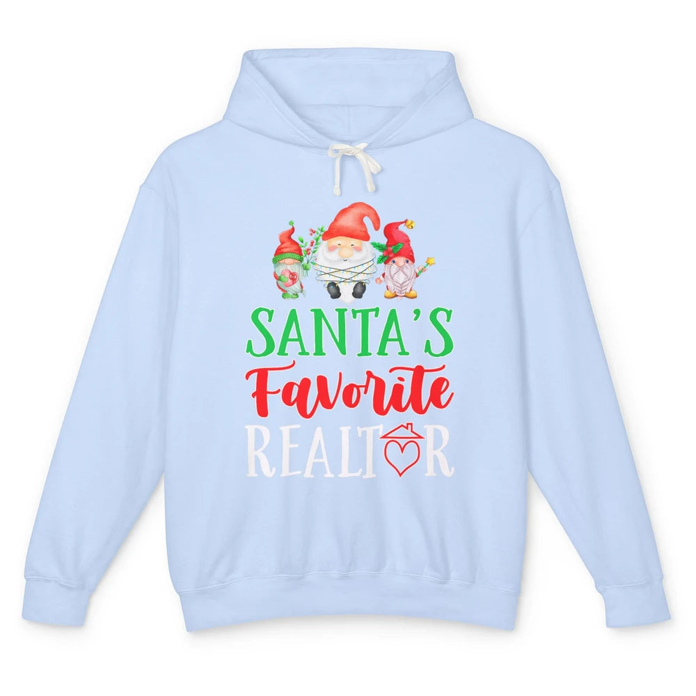 Christmas Xmas Gnomes Santa Favorite Realtor Real Estate Unisex Lightweight Hoodie