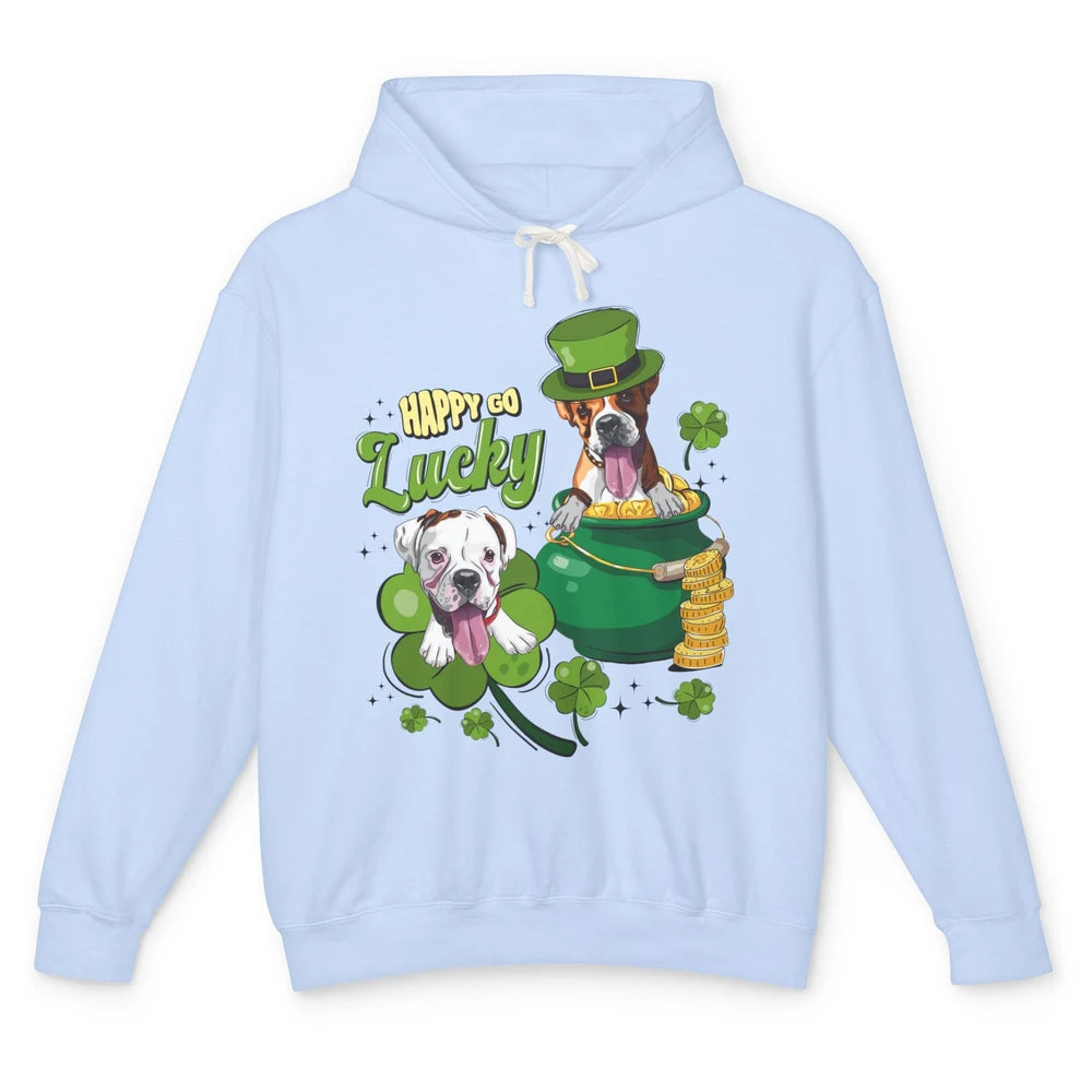 Happy Go Lucky Boxer St Patrick's Day Lucky Boxer Dog Irish Unisex Lightweight Hoodie