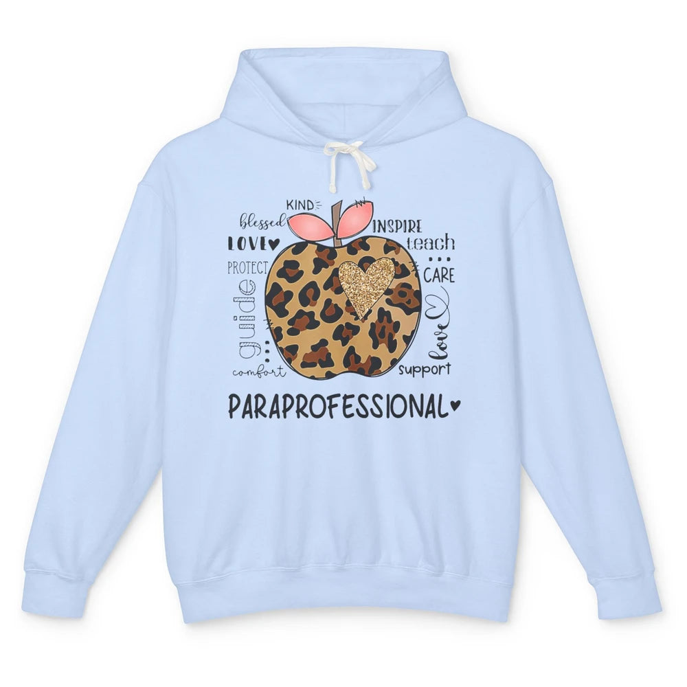 Leopard Apple Kind Para Paraprofessional Life Back To School Unisex Lightweight Hoodie